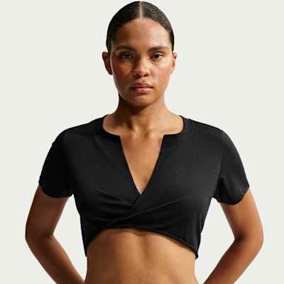 NikeSKIMS Performance Cotton Blend Women's V-Neck Cropped Twist